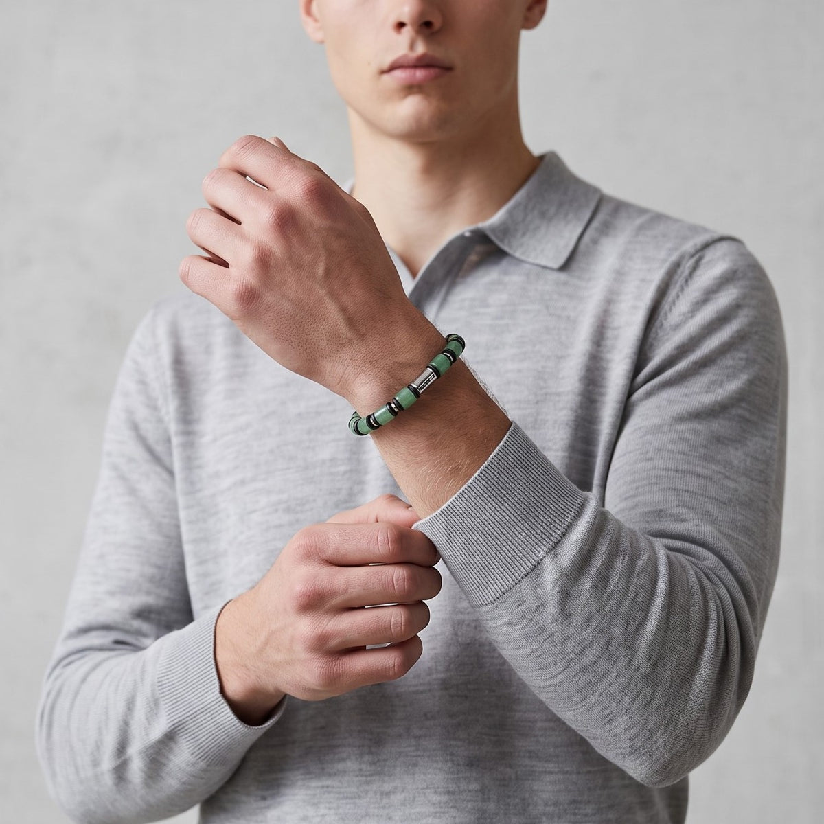 Bracelet Homme en Aventurine Verte