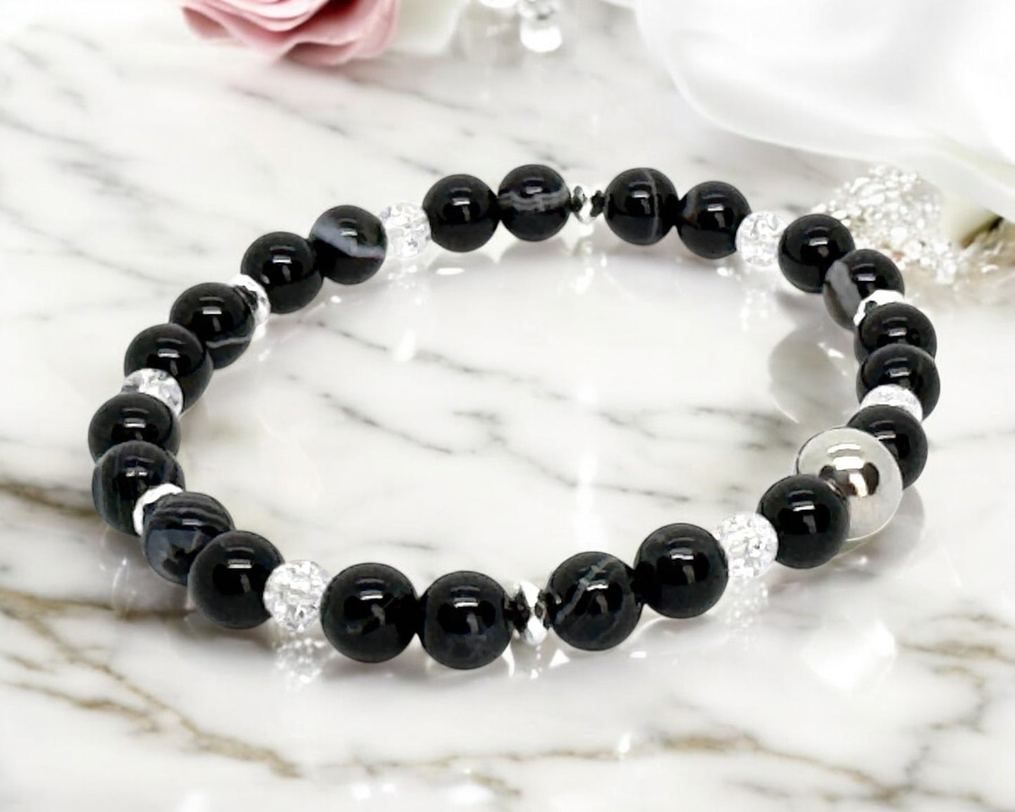 Bracelet Femme - Agate Noir