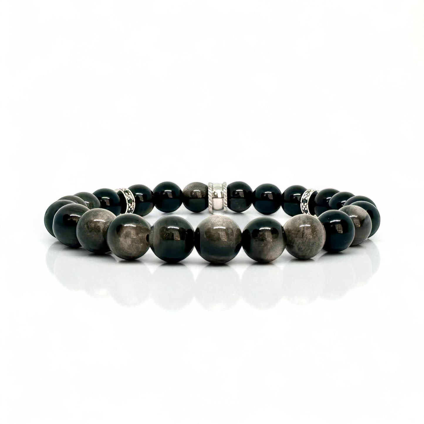 Bracelet Homme - Obsidienne Argenté