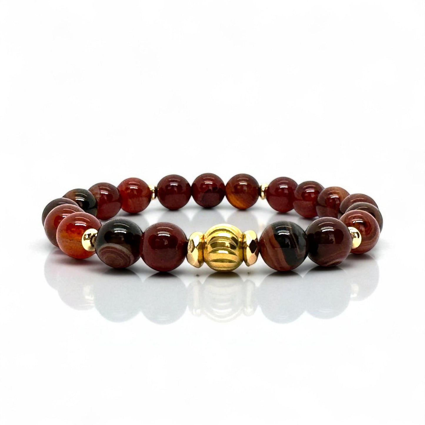 Bracelet Femme - Agate Rouge Rayée