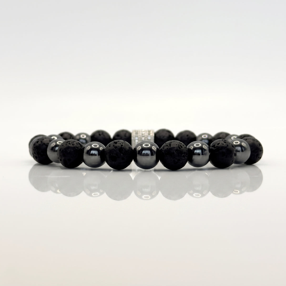 Bracelet Homme en Pierres de Lave & Hématite