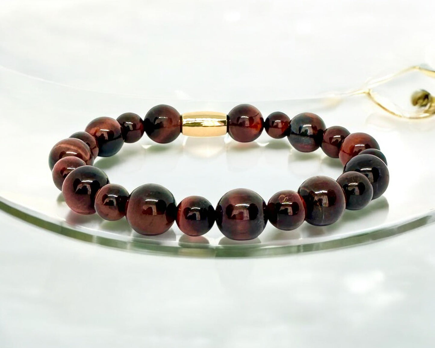 Bracelet Homme - Œil de Tigre Rouge