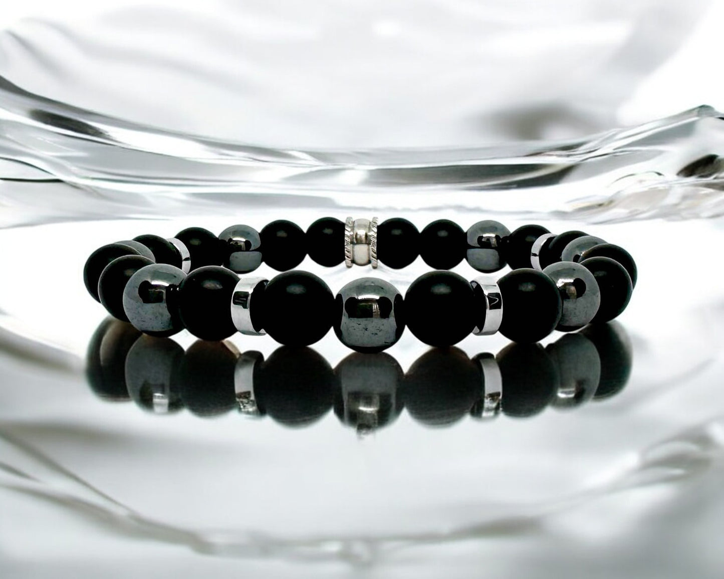 Bracelet Homme - Onyx Noir-Hématite