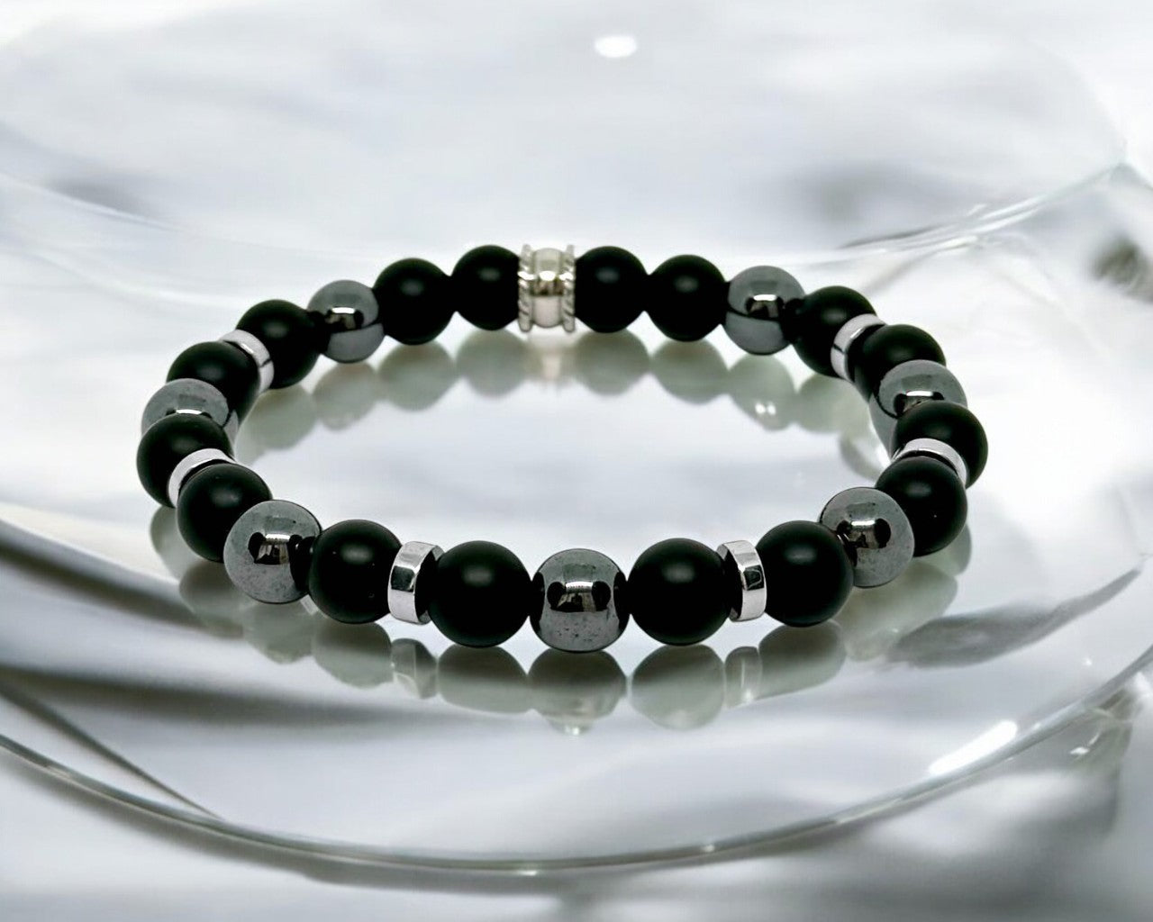 Bracelet Homme - Onyx Noir-Hématite