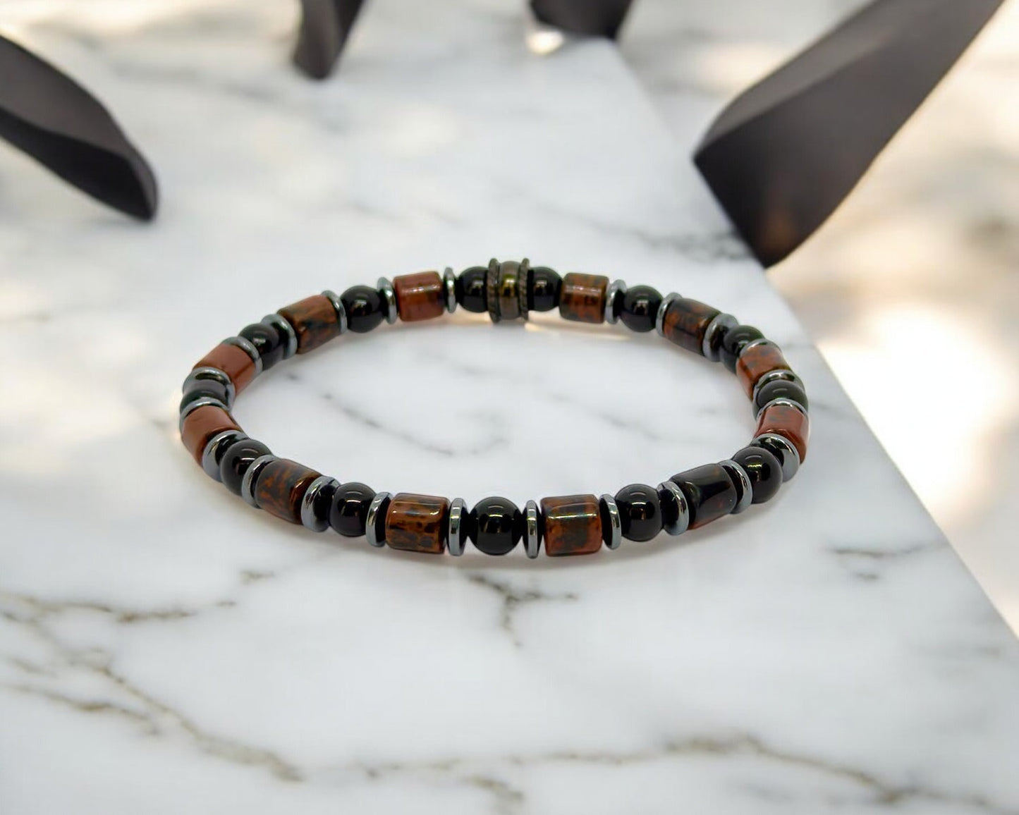Bracelet Homme - Obsidienne Golden Swan