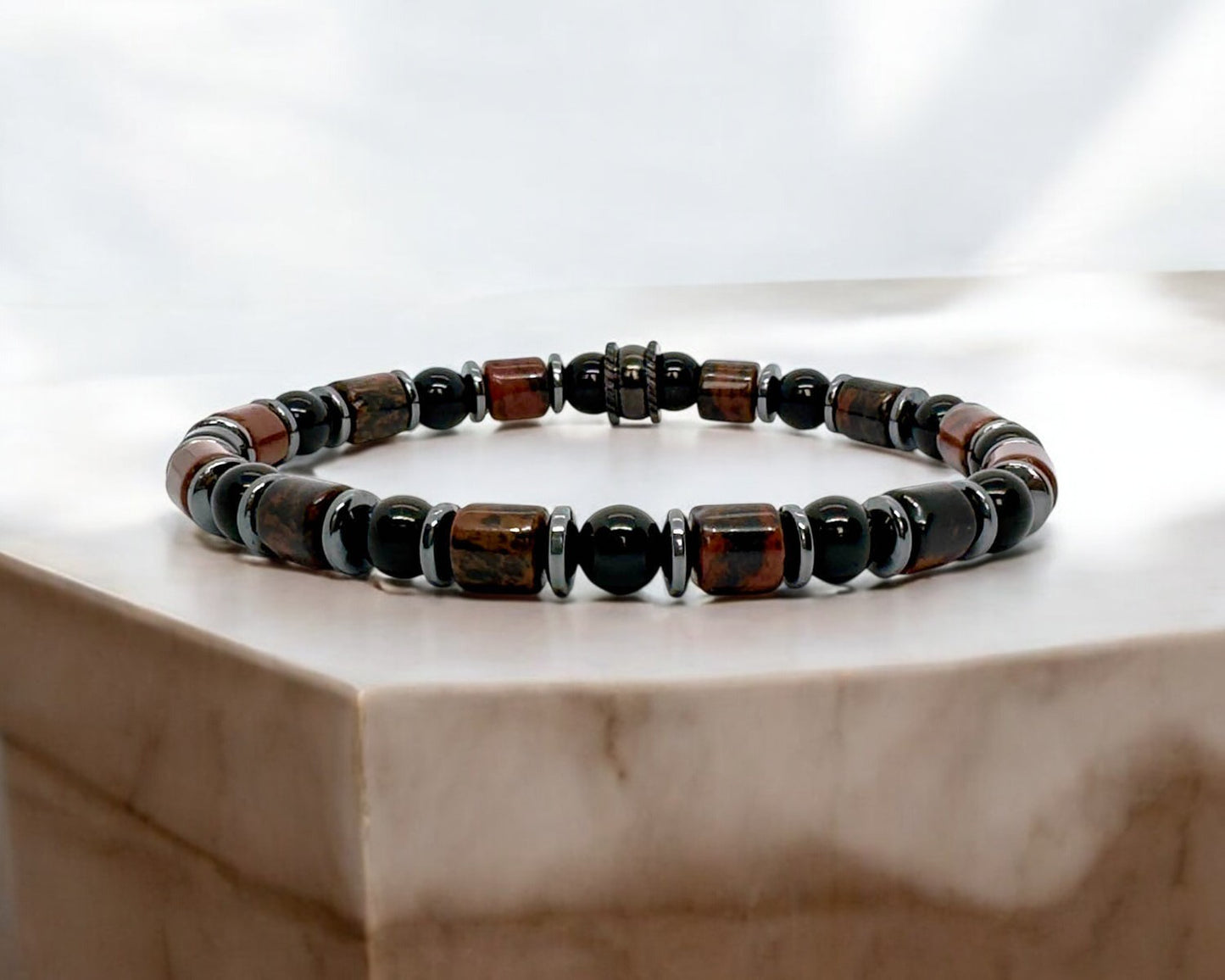 Bracelet Homme - Obsidienne Golden Swan