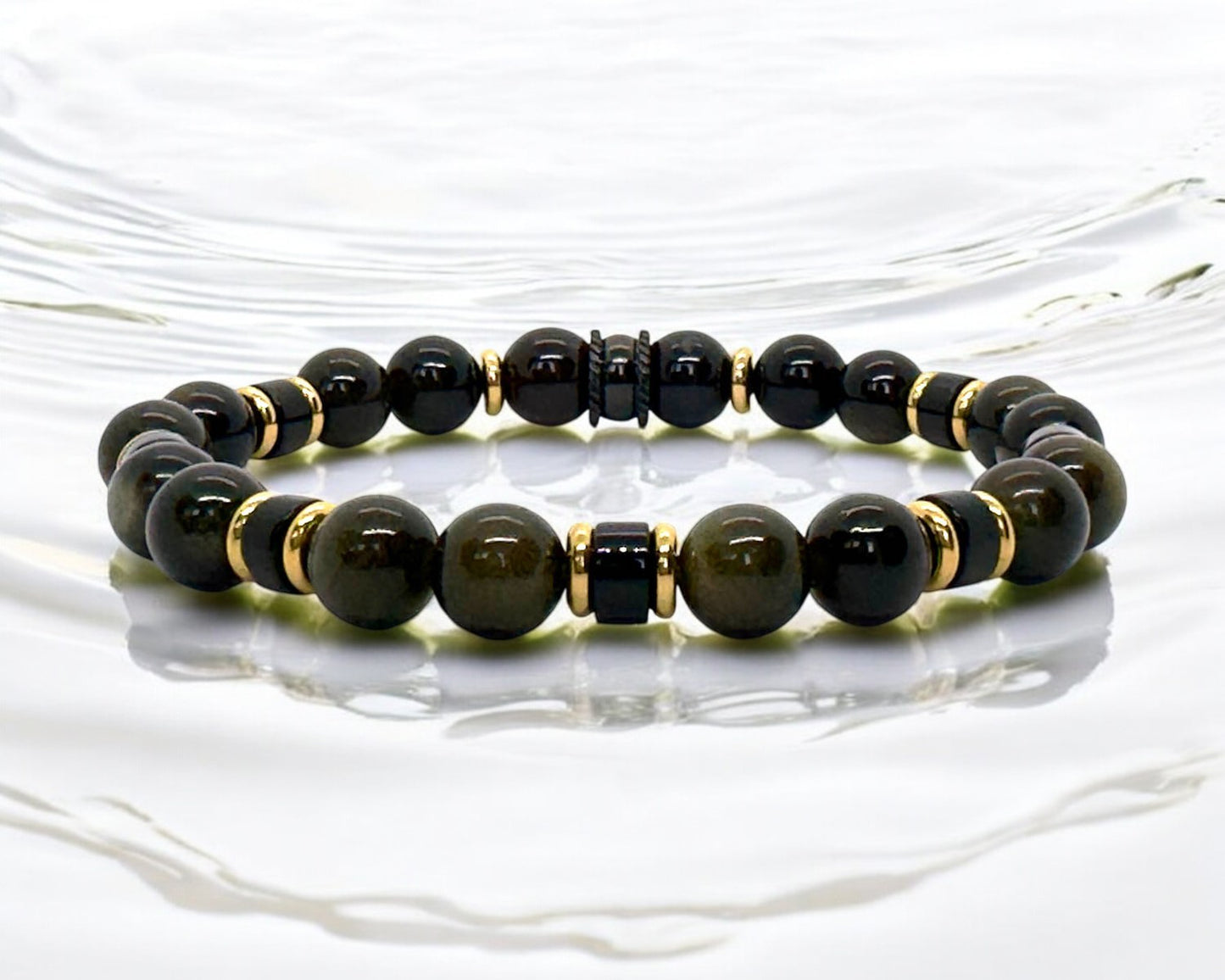 Bracelet Homme - Obsidienne Dorée