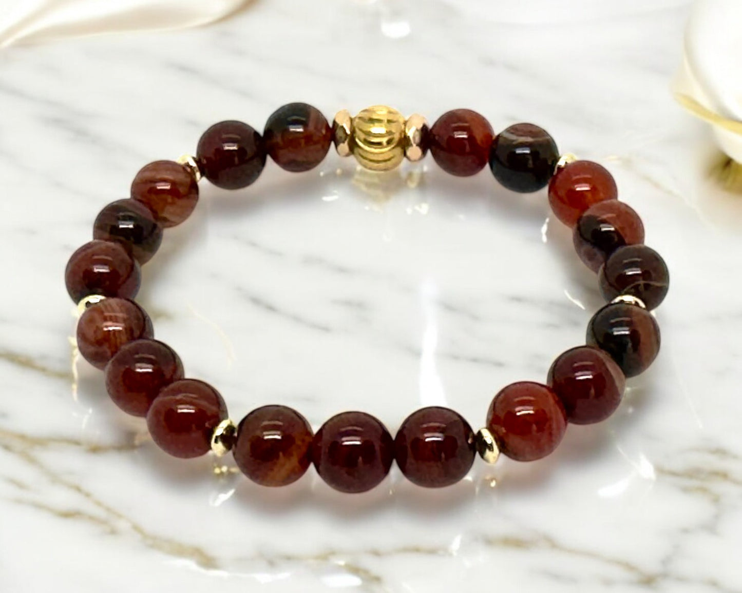 Bracelet Femme - Agate Rouge Rayée