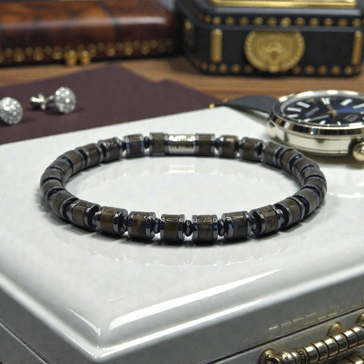 Bracelet Homme -  Labradorite Marron