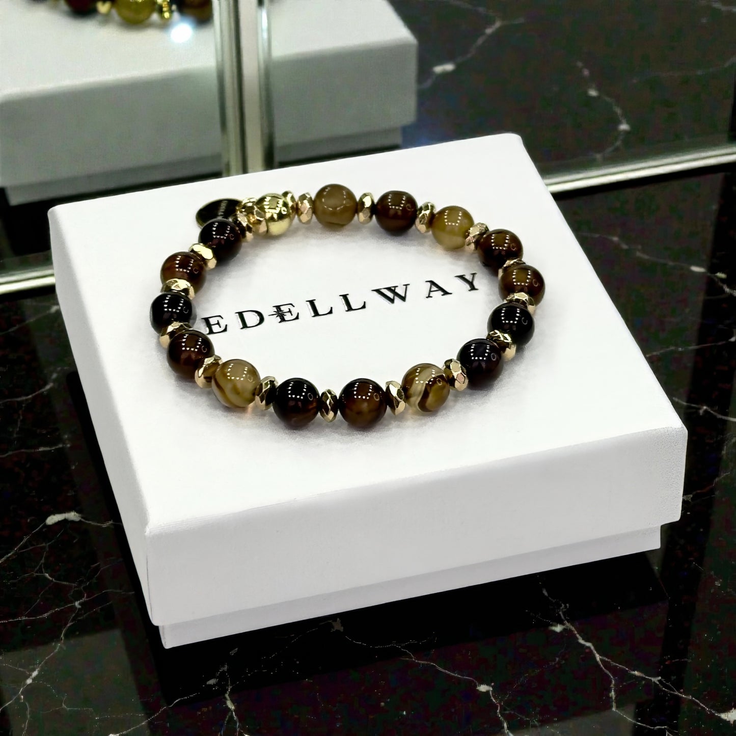 Bracelet Femme en Agate Rayée Marron