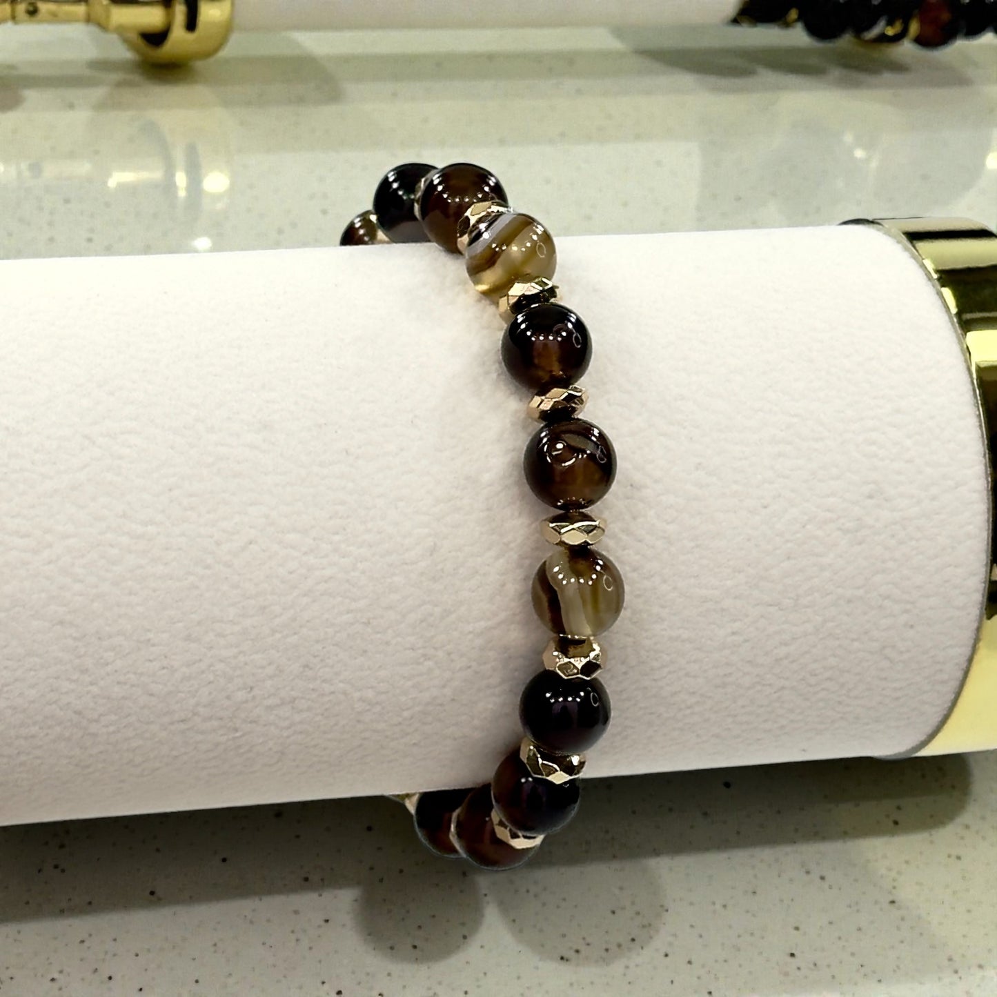 Bracelet Femme en Agate Rayée Marron