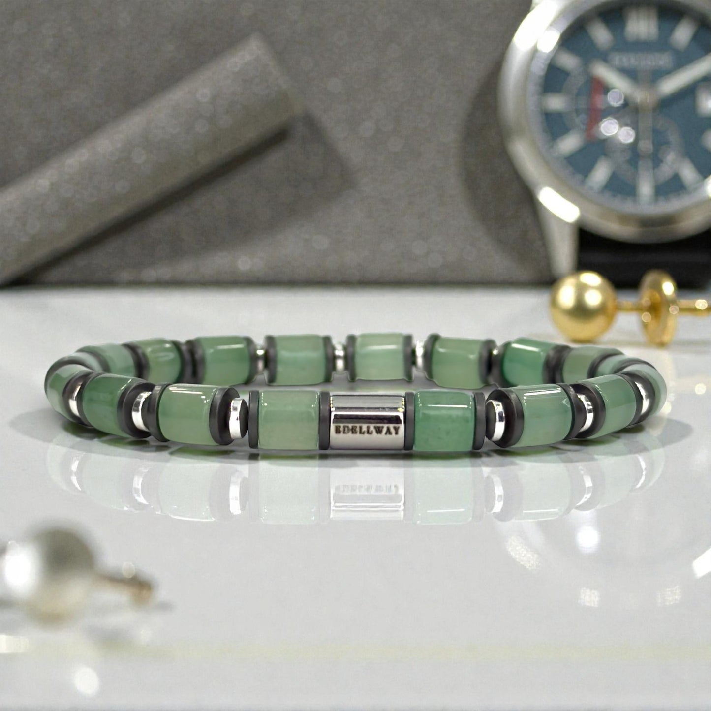 Bracelet Homme en Aventurine Verte