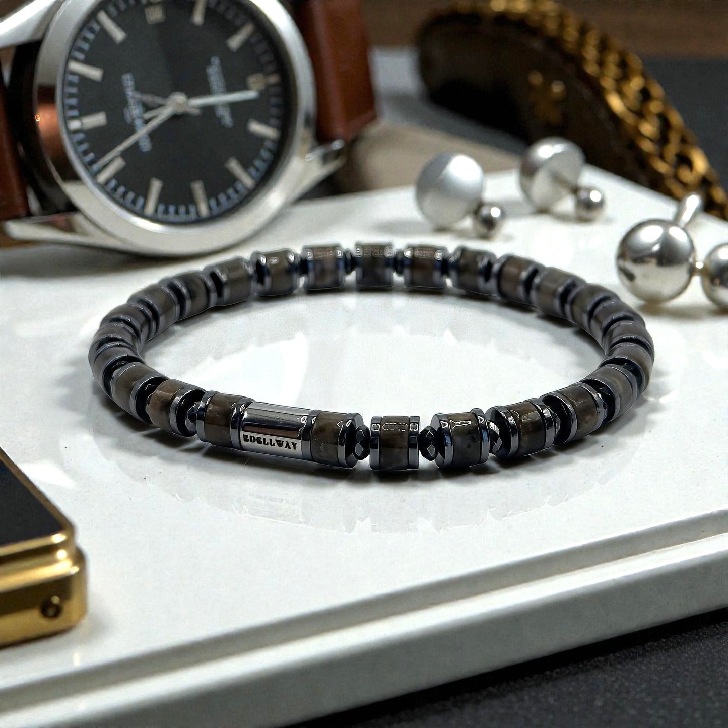 Bracelet Homme -  Labradorite Marron