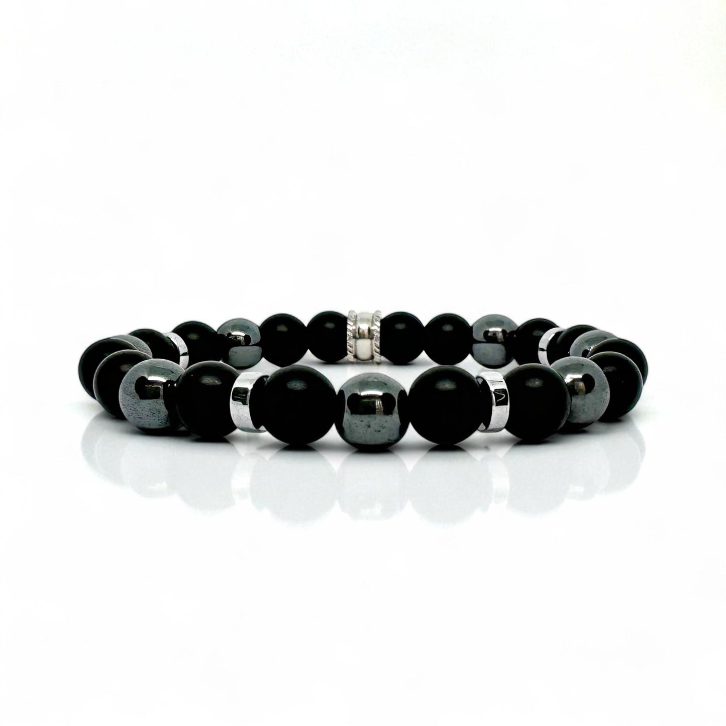 Bracelet Homme - Onyx Noir-Hématite