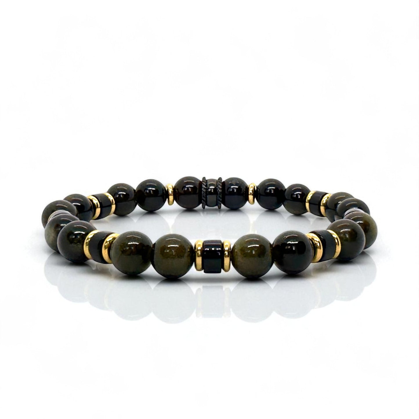 Bracelet Homme - Obsidienne Dorée